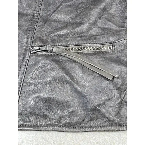 Hinge Brown Leather Jacket Hoodie Size Medium Zipper Pockets -Classy Comfort - Picture 9 of 13